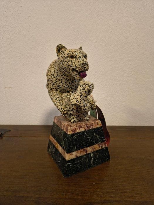 Figuur - Mother panther and cub - Graniet, Antiquités & Art, Curiosités & Brocante