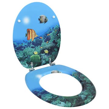 vidaXL Toiletbril met deksel diepzee MDF, Verzenden, Nieuw