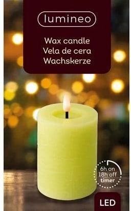 Ledkaars wax steady binnen lumineo groen warm wit ø7 cm h