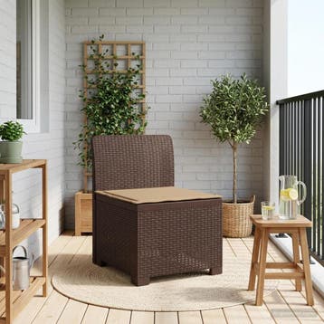 vidaXL Eén-zits Tuin Sofa met Kussen Rieten Look PP Bruin, Verzenden, Nieuw