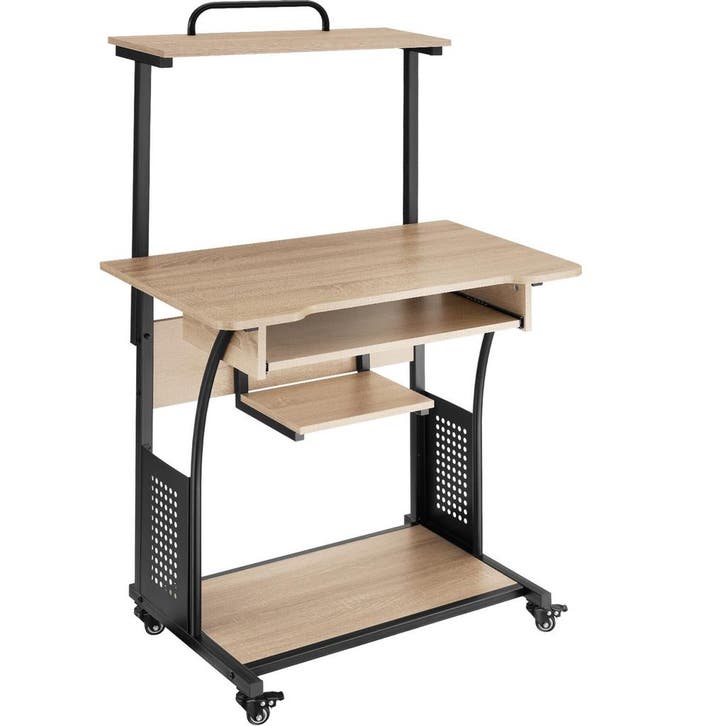 tectake Bureau Fife 80x65,5x130,5cm - Industrieel licht hout, Huis en Inrichting, Bureaus, Verzenden