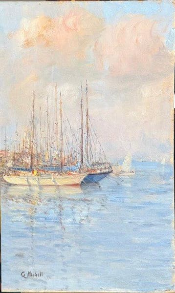 Guglielmo Micheli (1866-1926), Attr. - Marina con Barche