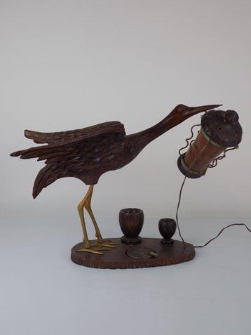 Aldo Tura - Tafellamp - Hout, Messing