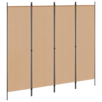 vidaXL 4-Panel Room Divider Beige 200 x 180 cm Stof, Huis en Inrichting, Verzenden, Nieuw