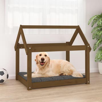 vidaXL Hondenmand 81x60x70 cm massief grenenhout honingbruin, Verzenden, Nieuw