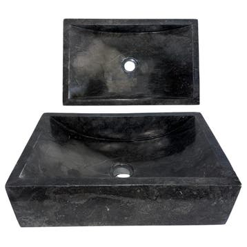Lendo Online Waskom 45x30x12 cm Zwart Marmer Rechthoek, Verzenden, Nieuw
