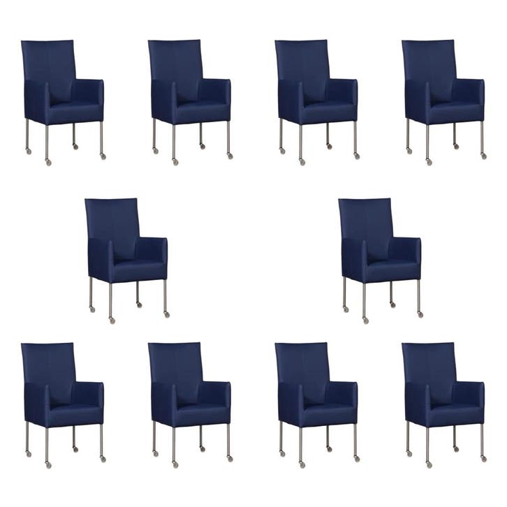 Set van 10 Leren eetkamerstoelen Spark - Toledo Kobalt, Maison & Meubles, Chaises, Enlèvement ou Envoi