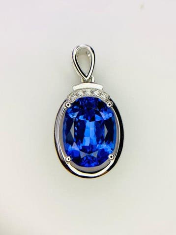 Pendentif - 14 carats Or blanc - 3.72ct. tw. Tanzanite -