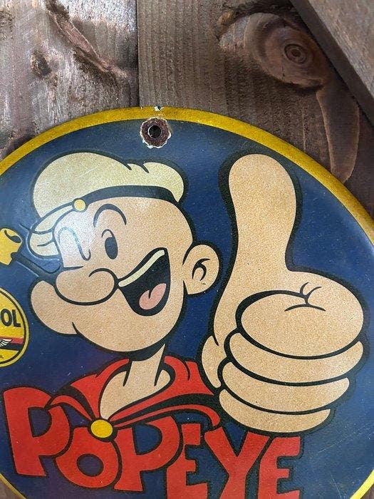 Vintage POPEYE reclamebord Veedol Motor Oil 1952 – iconische, Cd's en Dvd's, Dvd's | Tekenfilms en Animatie
