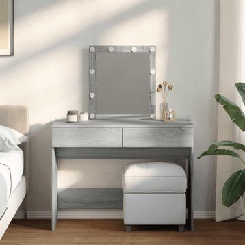 vidaXL Kaptafel met LED-verlichting 100x40x130 cm grijs, Huis en Inrichting, Tafels | Kaptafels, Verzenden, Nieuw