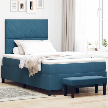 vidaXL Boxspring bed met hoofdeinde Donkerblauw 190 x 120 cm, Huis en Inrichting, Slaapkamer | Bedden, Verzenden, Nieuw