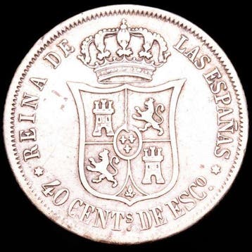 Espagne. Isabelle II. 40 centimos de escudo Ceca de Madrid