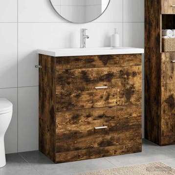 vidaXL Badkamermeubel Set Gerookt eiken 81 x 40 x 84,5 cm, Verzenden, Nieuw