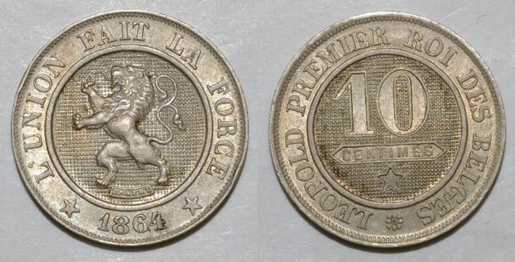 Belgique Belgium 10 Centimes 1864 Leopold 1er Superbe, Timbres & Monnaies, Monnaies | Europe | Monnaies non-euro, Envoi