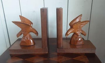 Beeld, Boekensteunen - 18.5 cm - Hout, Antiquités & Art