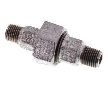 R 1/4 Fonte zinguée Embout double 3 pièces à étanchéité, Verzenden