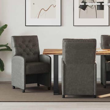 vidaXL Eetkamerstoelen met wielen 2 st Kunstleer Zwart 58 x, Verzenden, Nieuw