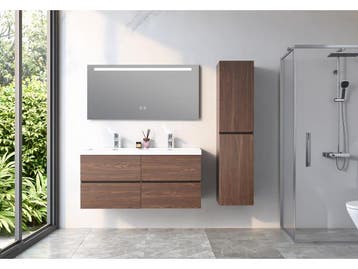Veiling - Badkamermeubel 120 cm - Donker hout decor + witte, Huis en Inrichting, Nieuw