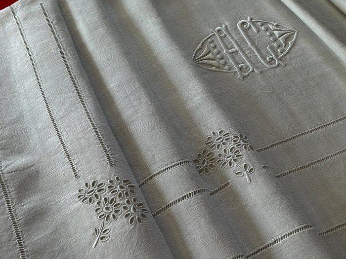 Linnen beddengoed uit de vroege 20e eeuw met de initialen, Antiek en Kunst, Antiek | Tapijten, Tafelkleden en Textiel