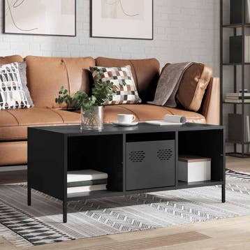 vidaXL Salontafel 101,5x50x43,5 cm koudgewalst staal zwart, Verzenden, Nieuw