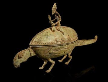 Bronzen Vaas Kameleon - Dogon - Mali
