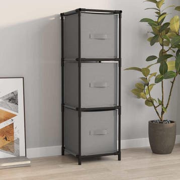 vidaXL Opbergkast met 3 stoffen lades 34x34x101 cm staal, Verzenden