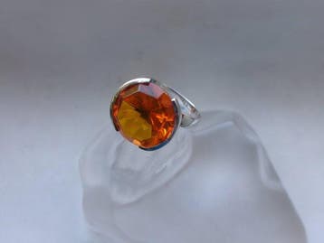 Zilver, Amber - Ring - Art Deco-stijl - Gratis verzending