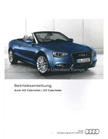 2015 AUDI A5 S5 CABRIOLET INSTRUCTIEBOEKJE DUITS