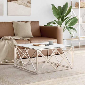 vidaXL Salontafel 80x80x40 cm roestvrij staal en glas, Maison & Meubles, Tables | Tables de salon, Verzenden