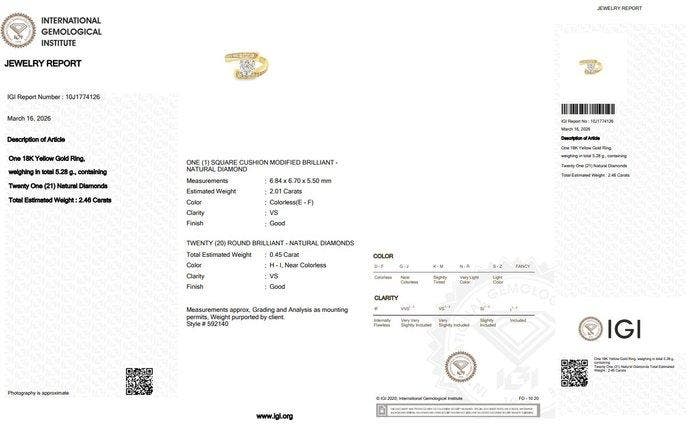 Zonder minimumprijs - Ring - 18 karaat Geel goud - 2.46ct., Bijoux, Sacs & Beauté, Bagues