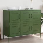 vidaXL Dressoir 100,5x39x79 cm staal olijfgroen, Verzenden