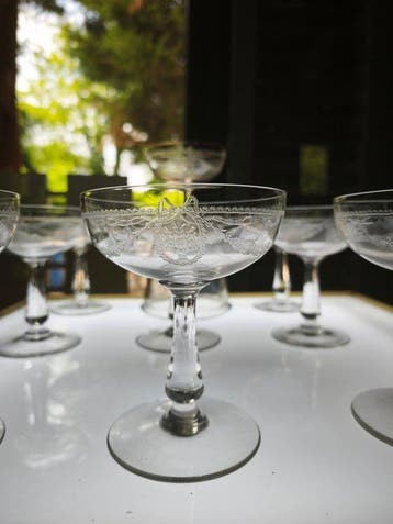 St. Louis - Verre à champagne (9) - Modèle Sapho - Cristal