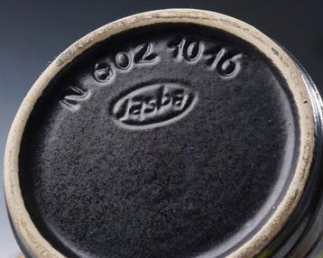 Jasba - Vaas - Citroengeel en bordeaux druipglazuur •
