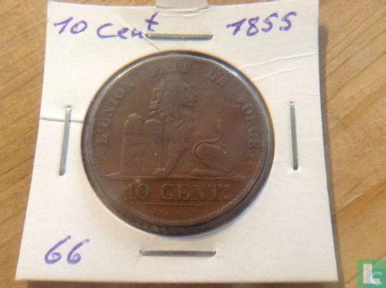 België 10 centime 1855, Timbres & Monnaies, Monnaies | Belgique, Envoi