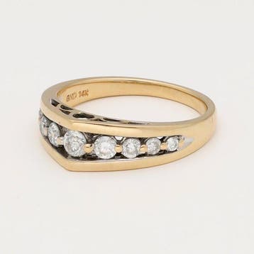 Ring - 14 karaat Geel goud Diamant (Natuurlijk)