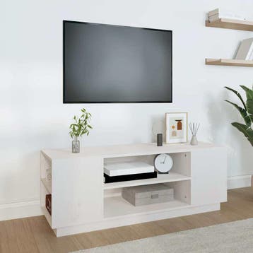 vidaXL Tv-meubel 110x35x40,5 cm massief grenenhout wit, Verzenden, Nieuw