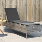 vidaXL Ligbed met kussen poly rattan grijs, Verzenden, Nieuw