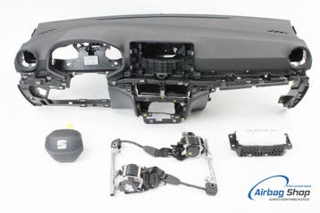 Airbag kit – Tableau de bord noir Seat Ibiza 6F facelift, Utilisé, Seat