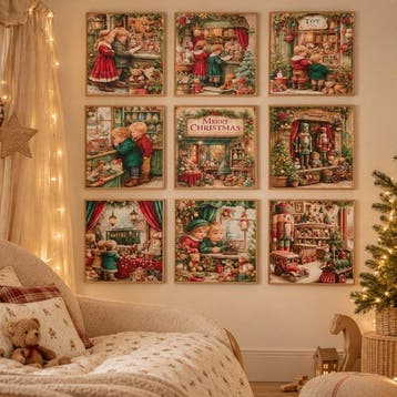 AA306 - Kerstkunstpaneel met 9 vakken – De winkel voor