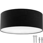 tectake Plafondlamp Circum, textielkap in linnenlook - zwart, Huis en Inrichting, Lampen | Hanglampen, Verzenden, Nieuw