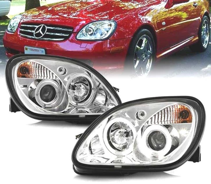 PHARES MERCEDES CLASSE SLK R170 96-04 ANGEL EYES FOND CHROMÉ, Auto-onderdelen, Verlichting, Verzenden