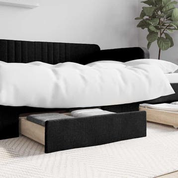 Bedlades 2st hout/stof | Tweede kansje | OP = OP, Huis en Inrichting, Overige materialen, 70 cm of minder, Verzenden, Zwart