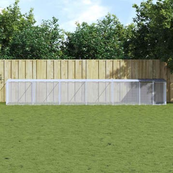 vidaXL Kippenhok met dak 603x98x90 cm gegalvaniseerd staal, Verzenden