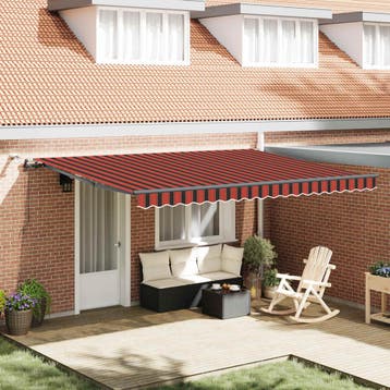 vidaXL Uitschuifbare luifel Oranje en bruin 450 × 300 cm, Tuin en Terras, Verzenden, Nieuw