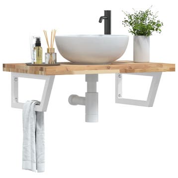 vidaXL Badkamer wandschap staal en massief acaciahout, Verzenden, Nieuw