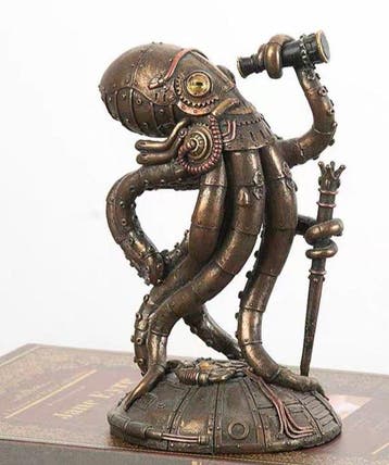Beeldje - Steampunk octopus figurine - Hars, Brons