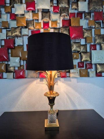 Lampe de table - Laiton, Cristal - Rétro Hollywood Regency, Antiquités & Art