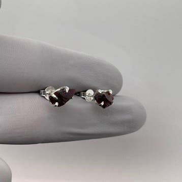 Zilver - Oorbellen - Natuurlijke granaat, Verzamelen