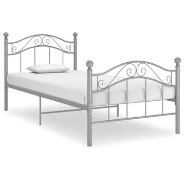 vidaXL Bedframe metaal grijs 90x200 cm, Huis en Inrichting, Verzenden, Nieuw