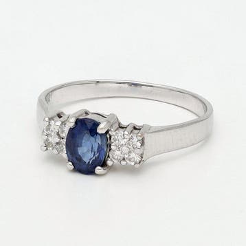Bague - 18 carats Or blanc Saphir - Diamant, Bijoux, Sacs & Beauté, Bagues